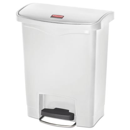 Slim Jim Streamline Resin Step-On Container, Front Step Style, 8 gal, Polyethylene, White1