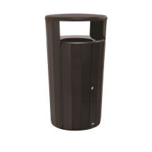 RESIST Round Waste Container, 45 gal, Metal, Textured Black/Black Gloss1