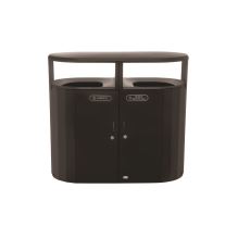 RESIST Dual Stream Waste and Recycling Container, 66 gal, Metal, Textured Black/Black Gloss1