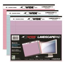 WIDE Landscape Format Writing Pad, Unpunched, Medium/College Rule, Assorted Colors, (40) 11 x 8.5 Sheets, 3/Pack1