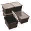 Storage Bin with Lid, 4 gal, 11.25" x 11.25" x 7.87", Black, 6/Pack1