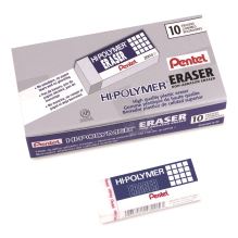 Hi-Polymer Eraser, For Pencil Marks, Rectangular Block, White, 10/Box1