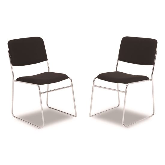 8600 Series Fabric Padded Signature Stack Chair, Supports Up to 500 lb, 19" Seat Ht, Black Seat/Back, Chrome Base, 2/Pack1