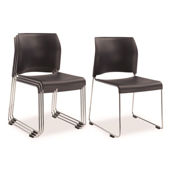 8800 Series Cafetorium Plastic Stack Chair, Supports Up to 500 lb, 18" Seat Height, Blue Seat/Back, Chrome Base, 4/Pack1