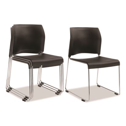 8800 Series Cafetorium Plastic Stack Chair, Supports Up to 500 lb, 18" Seat Height, Black Seat/Back, Chrome Base, 4/Pack1
