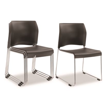8800 Series Cafetorium Plastic Stack Chair, Supports Up to 500 lb, 18" Seat Height, Charcoal Seat/Back, Chrome Base, 4/Pack1