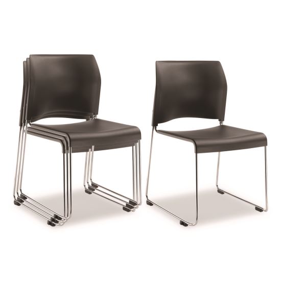 8800 Series Cafetorium Plastic Stack Chair, Supports Up to 500 lb, 18" Seat Height, Charcoal Seat/Back, Chrome Base, 4/Pack1