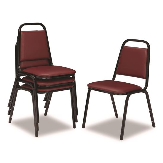 9100 Series Vinyl Upholstered Stack Chair, Supports Up to 300 lbs, 18" Seat Height, Burgundy Seat/Back, Black Base, 4/Pack1