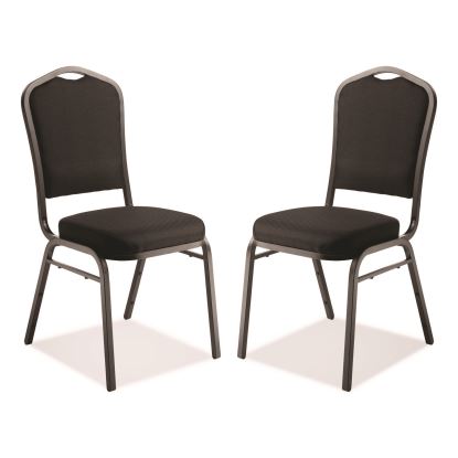 9300 Series Deluxe Upholstered Stack Chair, Fabric, Supports 500 lb, 19" Seat Height, Ebony Black Seat/Back, Black Base, 2/PK1