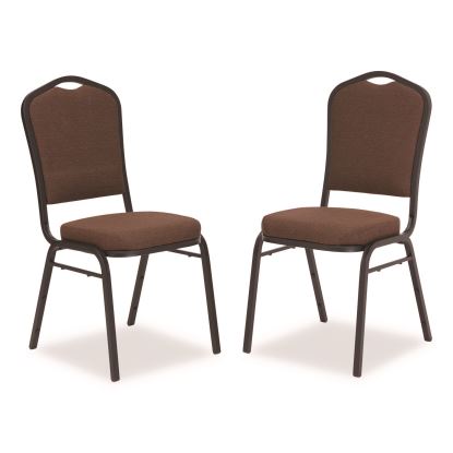 9300 Series Deluxe Upholstered Stack Chair, Fabric, Supports 500 lb, 19" Seat Height, Chocolatier Seat/Back, Black Base, 2/PK1