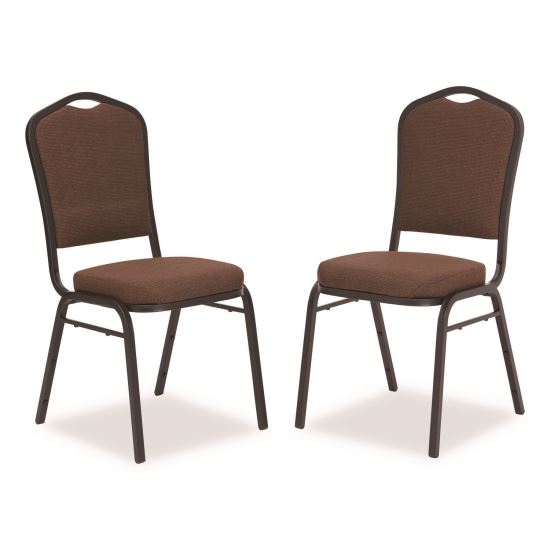 9300 Series Deluxe Upholstered Stack Chair, Fabric, Supports 500 lb, 19" Seat Height, Chocolatier Seat/Back, Black Base, 2/PK1