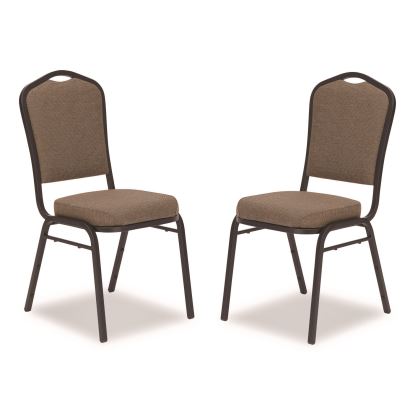 9300 Series Deluxe Upholstered Stack Chair, Fabric, Supports 500 lb, 19" Seat Ht, Natural Taupe Seat/Back, Black Base, 2/Pack1