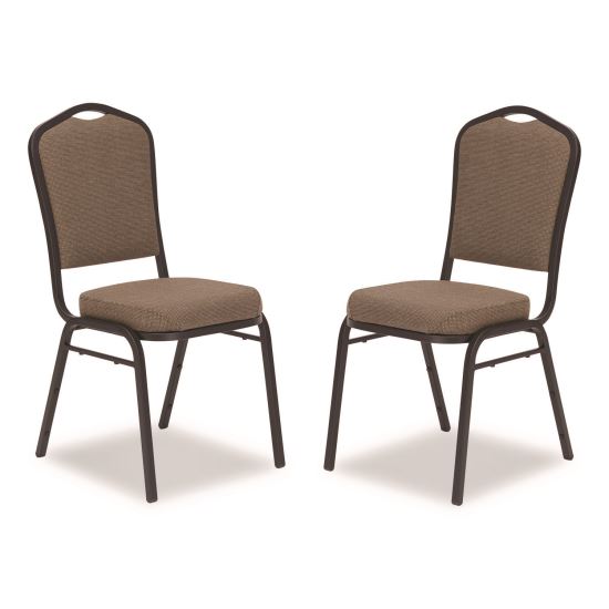 9300 Series Deluxe Upholstered Stack Chair, Fabric, Supports 500 lb, 19" Seat Ht, Natural Taupe Seat/Back, Black Base, 2/Pack1