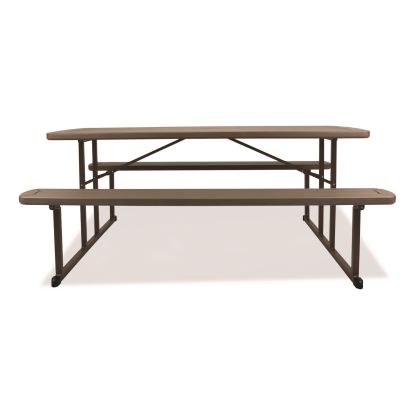 Blow Molded Folding Picnic Table, Rectangular, 57w x 72d x 29.5h, Brown Top, Brown Base/Legs1