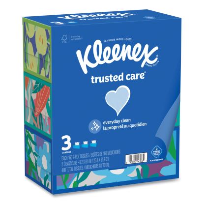 Trusted Care Facial Tissue, 2-Ply, White, 160 Sheets/Box, 3 Boxes/Pack, 12 Packs/Carton1