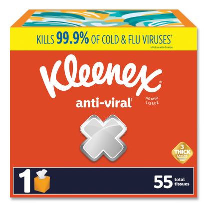 Anti-Viral Facial Tissue, 3-Ply, White, 55 Sheets/Box, 27 Boxes/Carton1