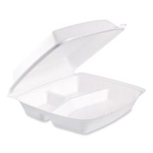 Foam Hinged Lid Containers, 3 Compartments, 9.5 x 10.26 x 3.4, White, 200/Carton1