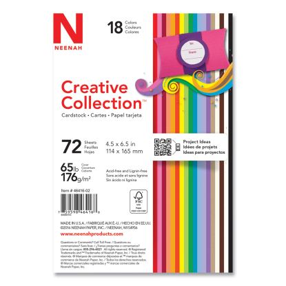 Creative Collection Premium Cardstock, 65 lb Cover Weight, 4.5 x 6.5, Assorted Starter Pack, 72/Pack1