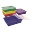 Storage Tray with Lid, Flat, 1 gal, 10.65" x 10.65" x 2.96", Assorted Bright, 5/Pack1