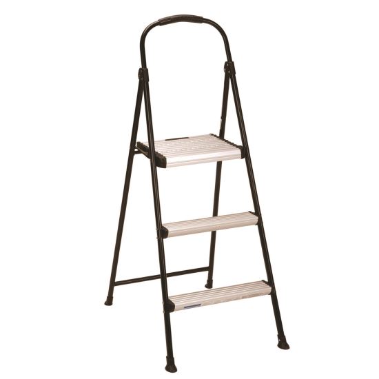 3-Step Stepstool, 250 lb, 28.75" Tall, 28.35" Spread, Black/Silver1