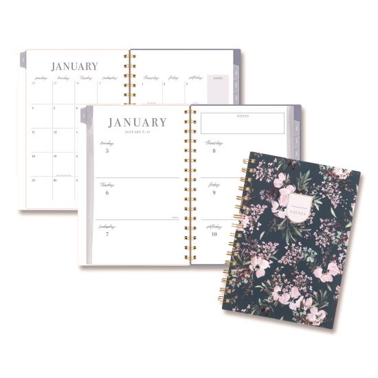 Weekly/Monthly Calista Floral Planners, 8.5 x 5.5, Floral Artwork, Blue/Purple/Green Cover, 13-Month (Jan-Jan): 20261