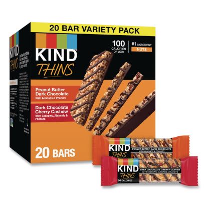 Thins Peanut Butter Dark Chocolate and Dark Chocolate Cherry Cashew Variety Pack, 0.74 oz Bar, 20/Box1