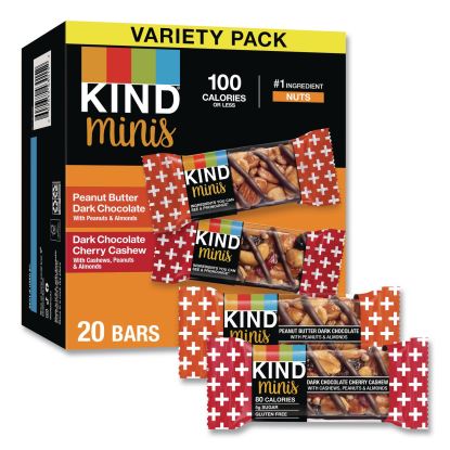 Minis Peanut Butter Dark Chocolate and Dark Chocolate Cherry Cashew Variety Pack, 0.74 oz Bar, 20/Box1