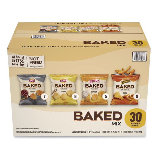 Baked Variety Pack, Baked Cheetos/Baked Lays BBQ/Baked Lays Original/Baked Ruffles Cheddar Sour Cream, 30 Bags/BX, 2 Boxes/CT1
