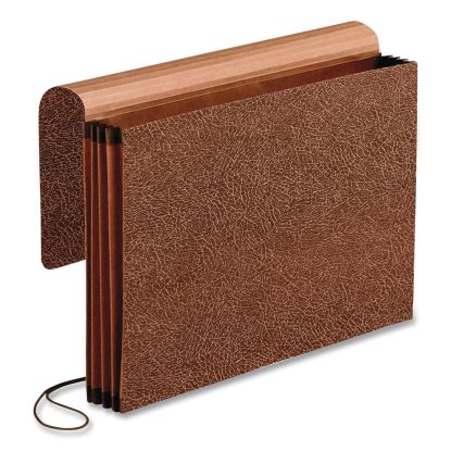 Premium Reinforced Expanding Wallet, 3.5" Expansion, 1 Section, Elastic Cord Closure, Legal Size, Red Fiber, 5/Box1