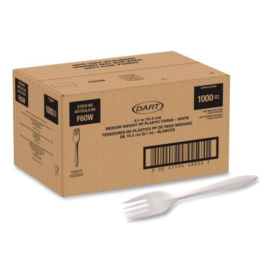 Style Setter Medium Weight Polypropylene Cutlery, Fork, Plastic, White, 1,000/Carton1