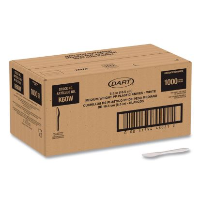 Style Setter Medium Weight Polypropylene Cutlery, Knife, Plastic, White, 1,000/Carton1