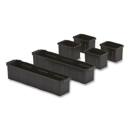 Customizable Bin System for Utility Carts, 2 Large Bins, 4 Small Bins, Black1
