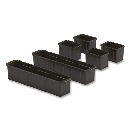 Customizable Bin System for Utility Carts, 2 Large Bins, 4 Small Bins, Black1