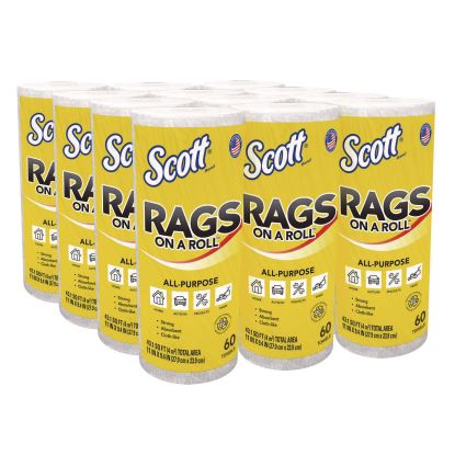 Rags On A Roll, 1-Ply, 9.4 x 11, White, 60/Roll, 12 Rolls/Carton1
