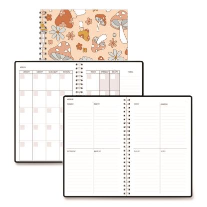 Recycled Non-Dated Monthly/Weekly Planner, Mushrooms, Multicolor Cover, Undated1