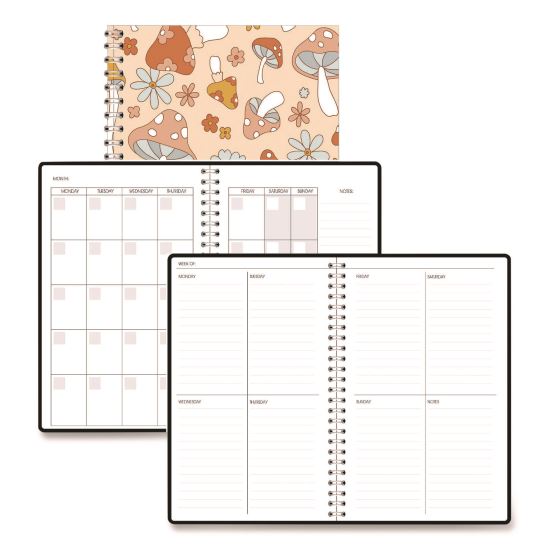 Recycled Non-Dated Monthly/Weekly Planner, Mushrooms, Multicolor Cover, Undated1