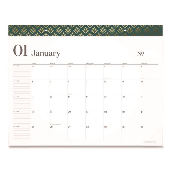 WorkStyle Monthly Desk Pad Calendar, 21.75 x 17, White Sheets, Teal Headband/Clear Corners, 12-Month (Jan-Dec): 20261