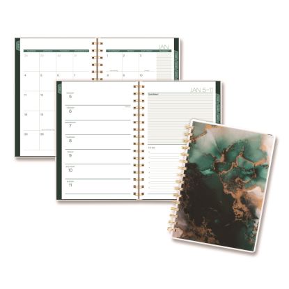 Emerald Isle Weekly/Monthly Planner, 8.5 x 5.5, Green Marbled Cover, 12-Month (Jan-Dec): 20261
