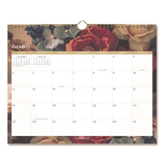 Midnight Garden Monthly Wall Calendar, 15 x 12, Floral Artwork, 12-Month (Jan-Dec): 20261