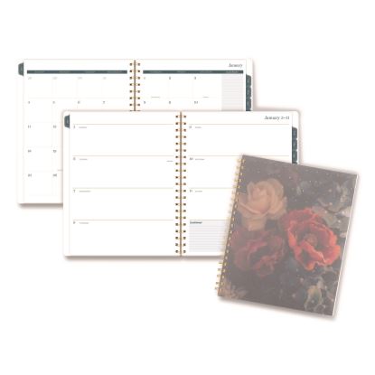 Midnight Garden Weekly/Monthly Planner, 11 x 8.5, Floral Artwork, Black/Pink/Green Cover, 12-Month (Jan-Dec): 20261