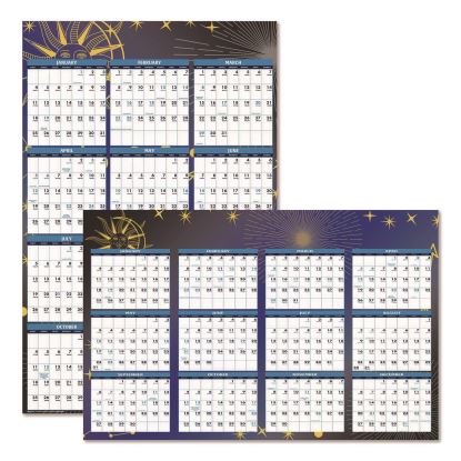 Recycled Stargazer Laminated Wall Planner, Celestial Artwork, 24 x 37, White/Blue/Gold Sheets, 12-Month (Jan to Dec): 20261