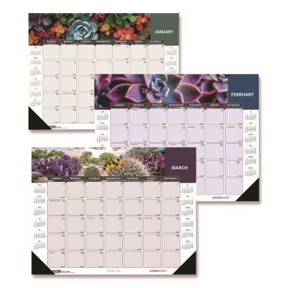 Recycled Succulent and Cacti Desk Pad Calendar, 17 x 22, Multicolor Sheets, Black Corners, 12-Month (Jan to Dec): 20261