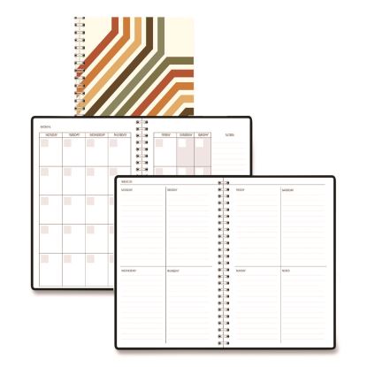 Recycled Non-Dated Monthly/Weekly Planner, 70's Stripes, Multicolor Cover, Undated1