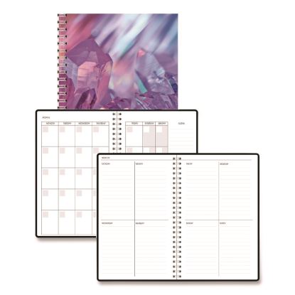 Recycled Non-Dated Monthly/Weekly Planner, Crystals, Blue/Pink/White Cover, Undated1