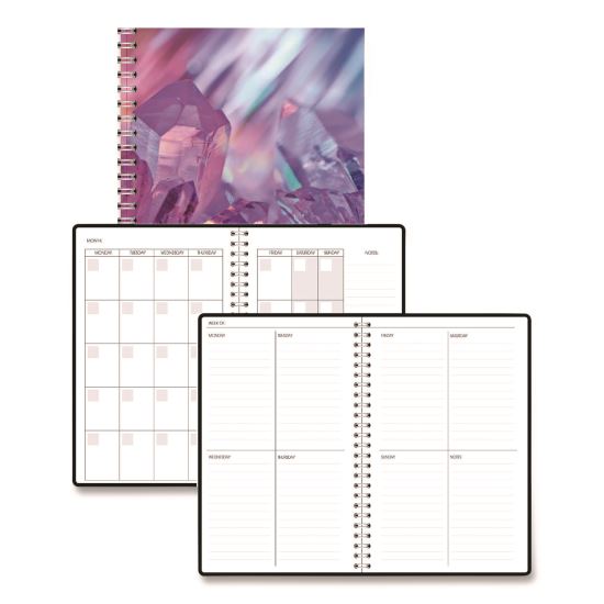 Recycled Non-Dated Monthly/Weekly Planner, Crystals, Blue/Pink/White Cover, Undated1