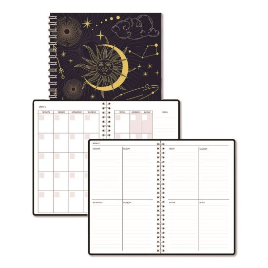 Recycled Non-Dated Monthly/Weekly Planner, Celestial, Blue/Gold Cover, Undated1