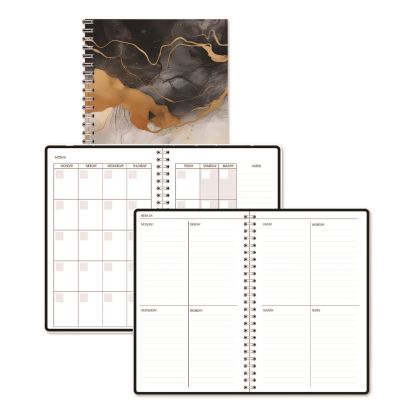 Recycled Non-Dated Monthly/Weekly Planner, Gold and Smoke, Multicolor Cover, Undated1