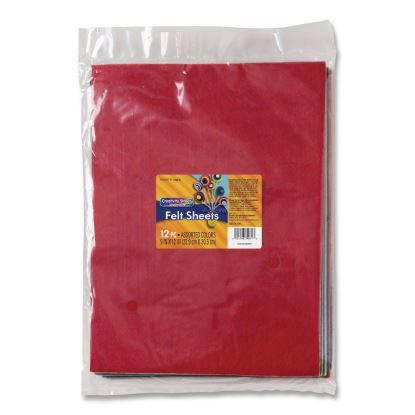 Felt Sheets, Rectangular, 9 x12, Assorted Colors, 12/Pack1