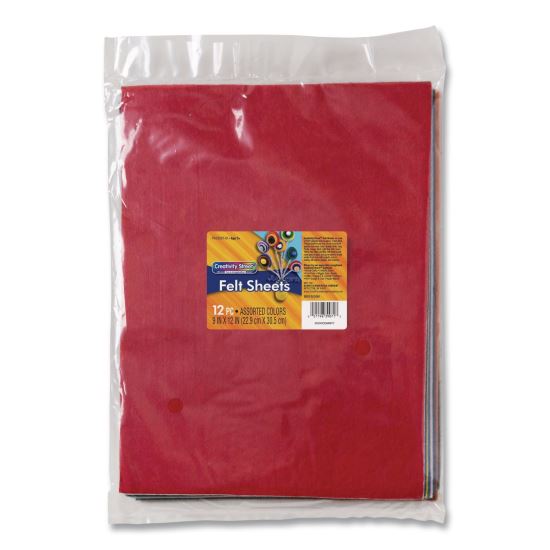 Felt Sheets, Rectangular, 9 x12, Assorted Colors, 12/Pack1