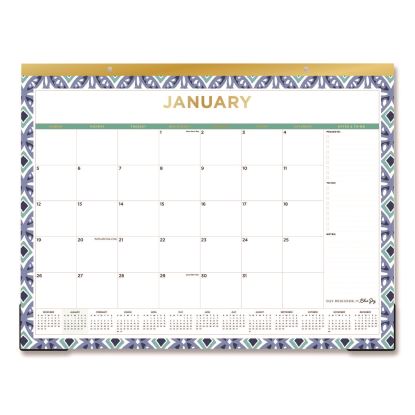 Tile Monthly Desk Pad Calendar, Geometric Artwork, 22 x 17, White/Blue/Green Sheets, 12-Month (Jan to Dec): 20261